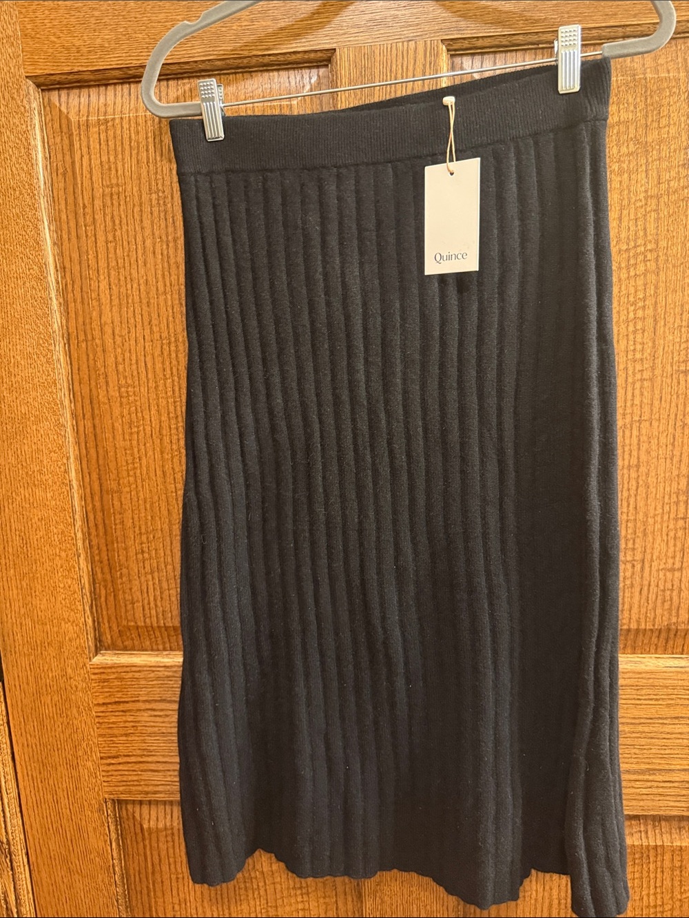 Quince Black Softly Pleated Pull On 100% Mongolian Cashmere Midi Skirt Medium